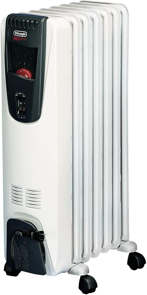 Delonghi EW6507W Safeheat 1500W Portable Oil-Filled Radiator with Patented Thermal Slots, White