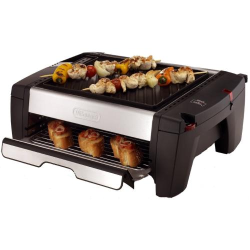 DeLonghi BQ100 Barbeque Grill Stainless Steel Outdoor Charcoal/Gas Compatible Unit - US Model